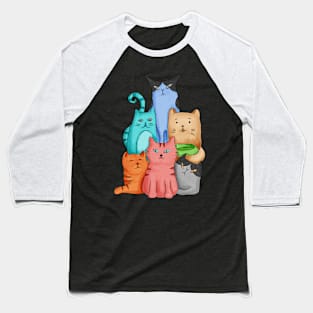 Cat lover doodle Baseball T-Shirt